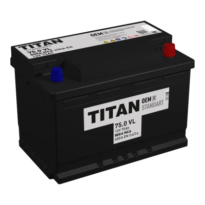 TITAN STANDART 75Ач обр. пол. 650A 278x175x190