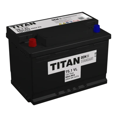 TITAN STANDART 75Ач прям. пол. 650A 278x175x190
