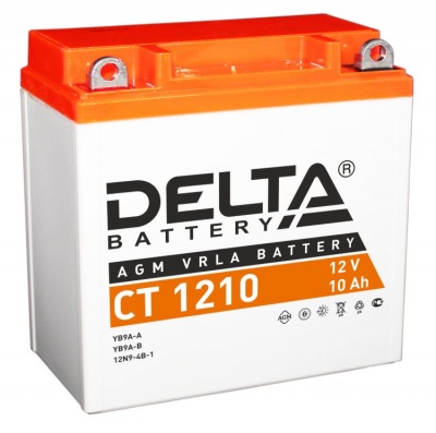 Мото DELTA CT 1210 10Ач 100A прям. пол. 137x77x135 (YB9A-A, YB9-B, 12N9-4B-1)